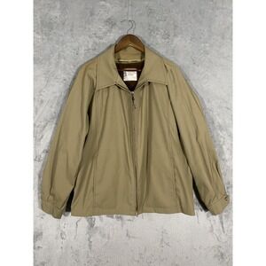 Vintage London Fog Jacket Mens 44 Regular Tan Zip Faux Fur Lined Coat 70s Retro